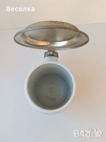 WMF, ВМФ голяма порцеланова халба с калаен капак, декор мейсенски букет , снимка 8 - Антикварни и старинни предмети - 48823101