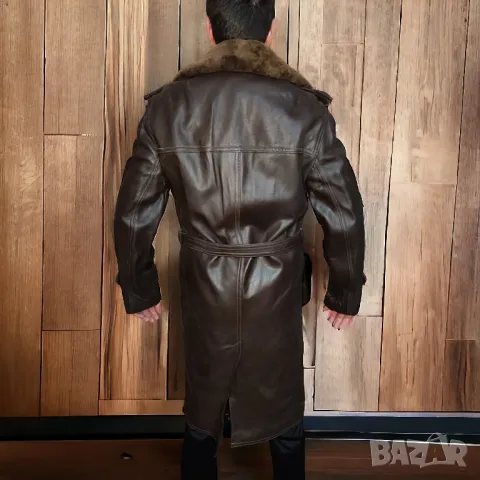 Мъжко кожено палто/шуба с подплата XL, снимка 5 - Палта - 48370822