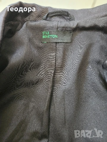 Дамско сако черно Stile Benetton , снимка 4 - Сака - 50571993