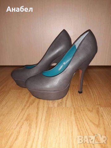 Сиви обувки на ток, снимка 1 - Дамски обувки на ток - 30494176