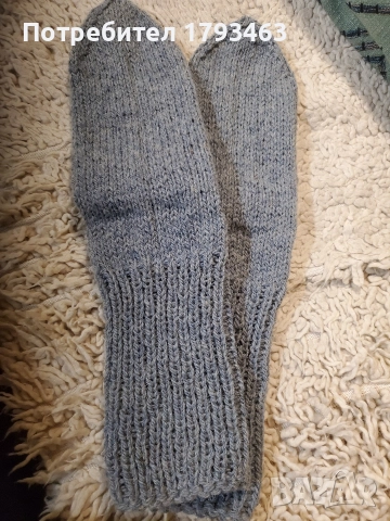 Ръчно плетени мъжки чорапи от вълна, размер 45, снимка 5 - Мъжки чорапи - 43426772