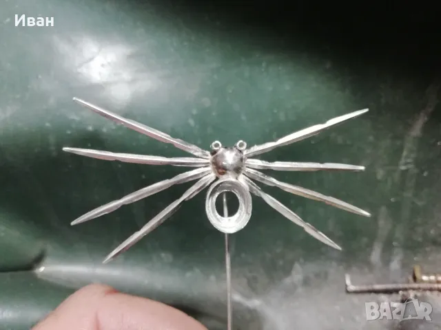 Сребърен паяк с Рубин и Сапфири , снимка 6 - Колиета, медальони, синджири - 48297199