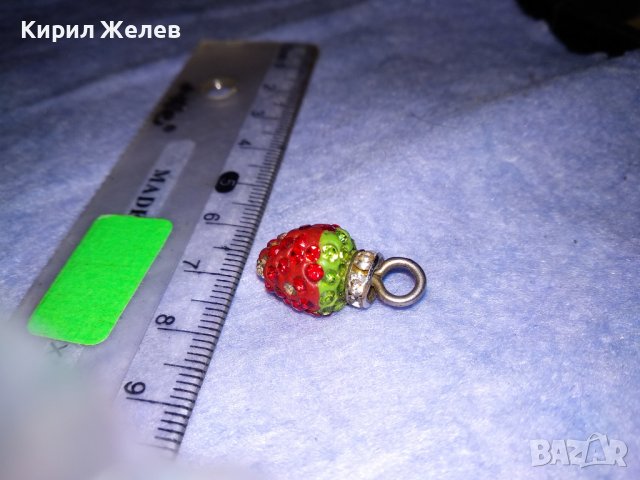 СТАР ФИГУРАЛЕН ЕМАЙЛИРАН ВИНТИДЖ - АРТ МЕДАЛЬОН ЯГОДКА с РАЗНОЦВЕТНИ КРИСТАЛЧЕТА 37041, снимка 5 - Антикварни и старинни предмети - 39934562