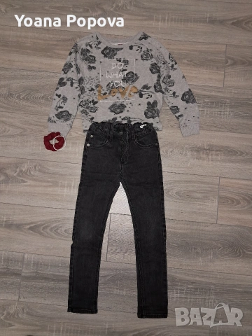 Готов ежедневен комплект от 5 части за момиче (Суичър, Блуза, Дънки + Подаръци), снимка 3 - Детски комплекти - 53957015