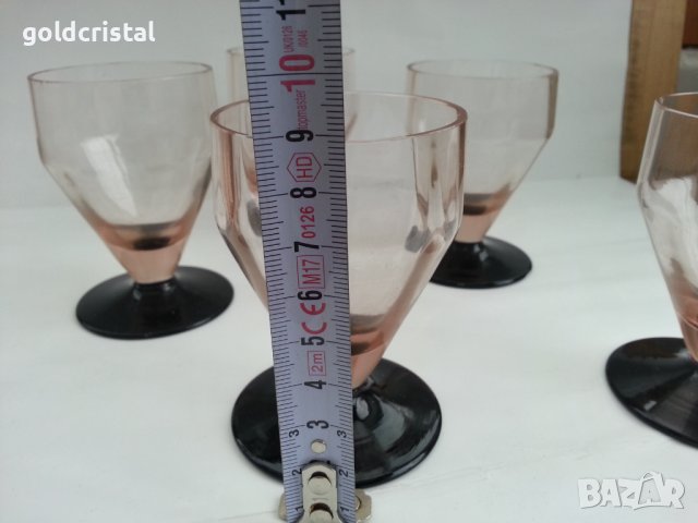 Ретро стъклени чаши с гарафа  цветно стъкло , снимка 5 - Антикварни и старинни предмети - 37552182