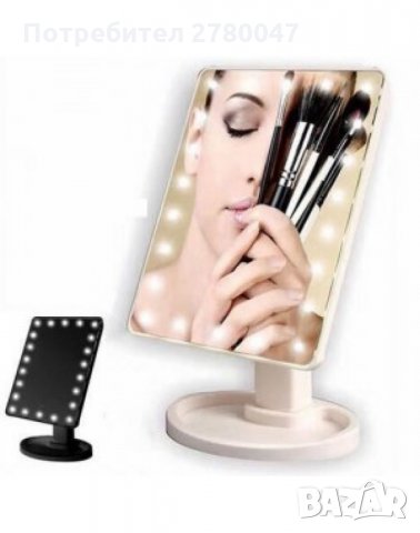 Огледало за грим с LED светлини, правоъгълна форма, снимка 2 - Декоративна козметика - 30067655