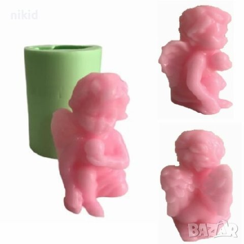 3D висок ангел цилиндър силиконов молд форма фондан гипс свещ декор украса кръщене
