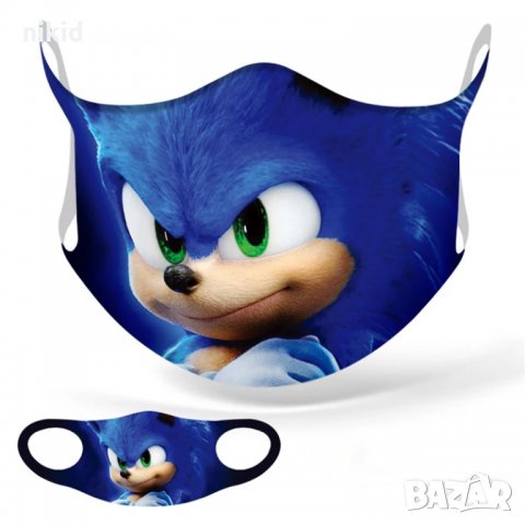 Соник Sonic детска защитна предпазна маска многократна от плат, снимка 2 - Други - 29515739