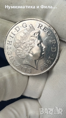 Монета 5 паунда 1999-2000 година хилядолетие, снимка 2 - Нумизматика и бонистика - 52821363