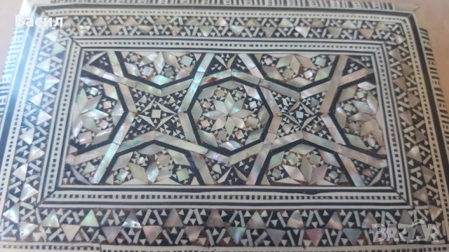 Стара дървена кутия за бижута седеф Интарзия, снимка 6 - Антикварни и старинни предмети - 50904524