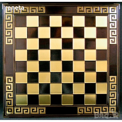 Шах Камелот, Метална дъска, метални фигури, Кафяв, 38х38 см, снимка 2 - Шах и табла - 52535623