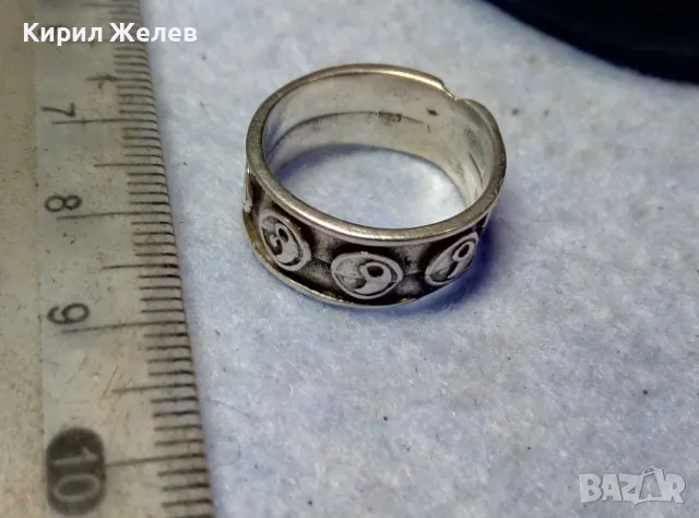 СТИЛЕН АРТ ДИЗАЙН СРЕБЪРЕН ПРЪСТЕН Тип ХАЛКА ЛАКИРАНО СРЕБРО 925 с Ин и Ян ОРНАМЕНТИКА 48568, снимка 9 - Пръстени - 49704290