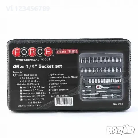 Гедоре 1/4 с 6-стенни вложки 46 части FORCE, снимка 2 - Гедорета - 50829638