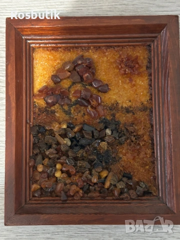 Старинна  съветска картина  с кехлибар , снимка 2 - Картини - 53353127