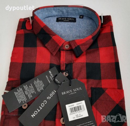 Мъжка памучна риза каре Brave soul, размери - S, M и L.                         