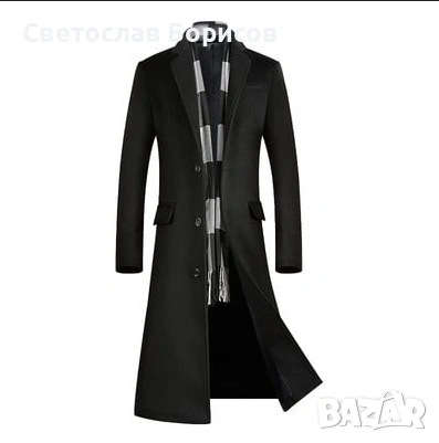 Мъжко палто, черено, дизайн с яка, XL