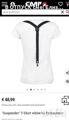Оригинална дамска тениска Rammstein Suspenders тиранти lady, снимка 3 - Тениски - 54168780