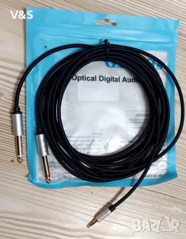  аудио кабел, 3,5 мм до 6,35 мм, позлатен, 5 м, снимка 5 - Други - 48336577