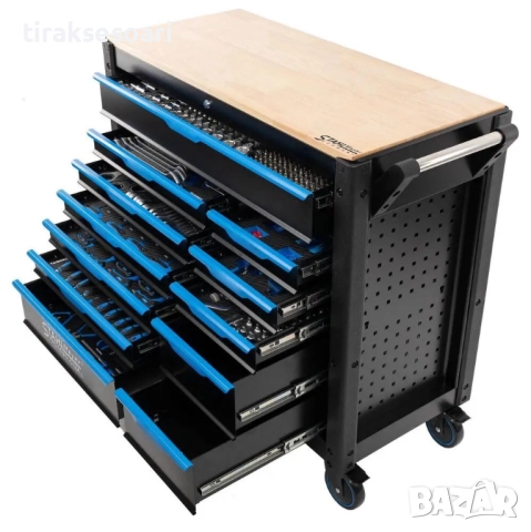 Количка с инструменти STAHLMAYER JUMBO XXL – професионален шкаф с 12 чекмеджета и 501 части, снимка 4 - Куфари с инструменти - 51701380