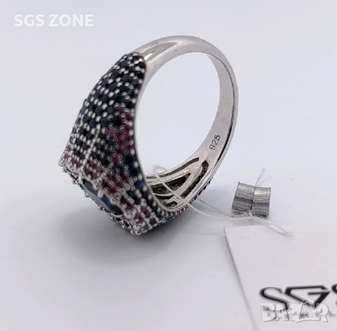 МНОГО СТИЛЕН СРЕБЪРЕН ПРЪСТЕН С ЕСТЕСТВЕНИ СКЪПОЦЕННИ КАМЪНИ, снимка 10 - Пръстени - 52410915