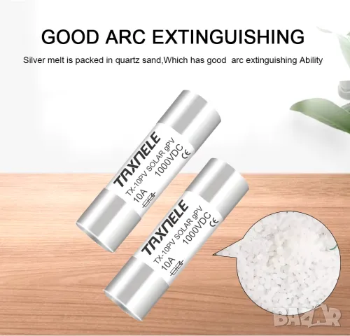 Стопяем предпазител за постоянен ток 1000V DC PV Solar Fuse 10*38MM 30A, снимка 11 - Друга електроника - 48334631