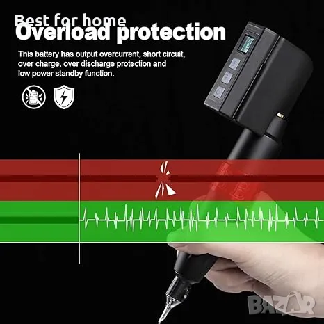 Захранване за татуировки с безжична зареждаща се батерия HAWINK, снимка 6 - Друга електроника - 50105776