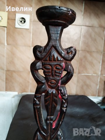 стар дървен свещник, снимка 2 - Антикварни и старинни предмети - 29576418