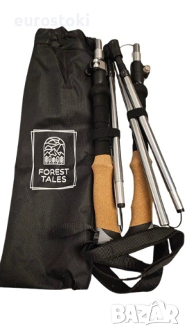 Щеки за трекинг Forest tales от алуминий с коркова дръжка. Леки, сгъваеми туристически щеки за раниц, снимка 2 - Спортна екипировка - 52851870