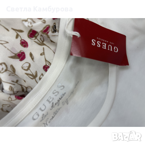 Дамска Нова блуза GUESS размер M бяло и червено, снимка 4 - Блузи с дълъг ръкав и пуловери - 44570344