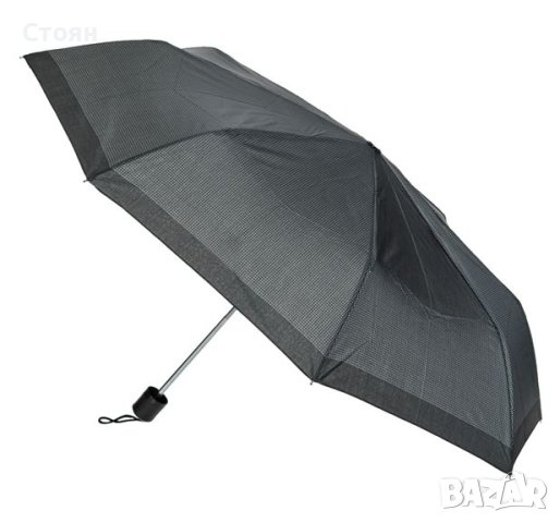 Чадър за дъжд Ръчен черен сив кариран 24см, снимка 3 - Други - 42877455