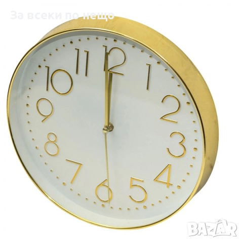 Класически кръгъл стенен часовник със златна рамка Код P1363 , снимка 2 - Стенни часовници - 52020580