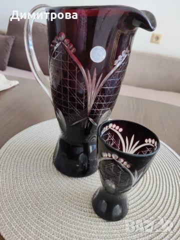 Сервиз за вино рубинено червен кристал 