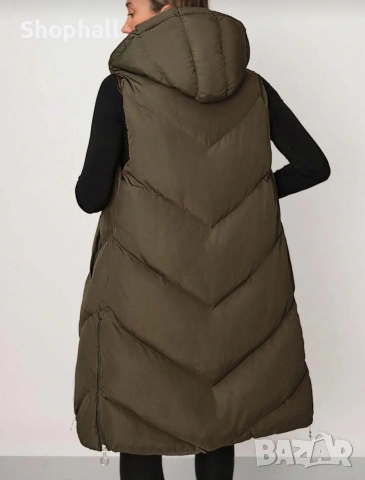 Дълъг елек в зелен и бежов цвят. Размер S., снимка 8 - Елеци - 53201770