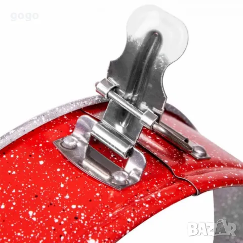 Форма за печене-ринг, 18*6.8см. Червен меланж /въгл.стомана, мрам.покр., снимка 4 - Форми - 47273319