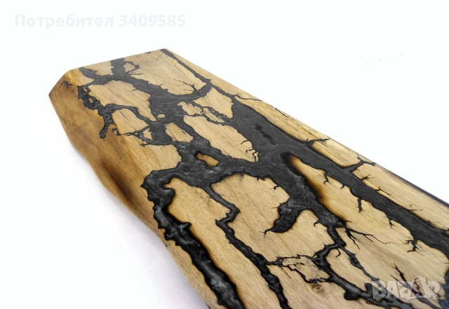 Дъска/рафт/закачалка от черешово дърво с епоксидна смола и Lichtenberg изгаряне ~93cm, снимка 6 - Декорация за дома - 52565716