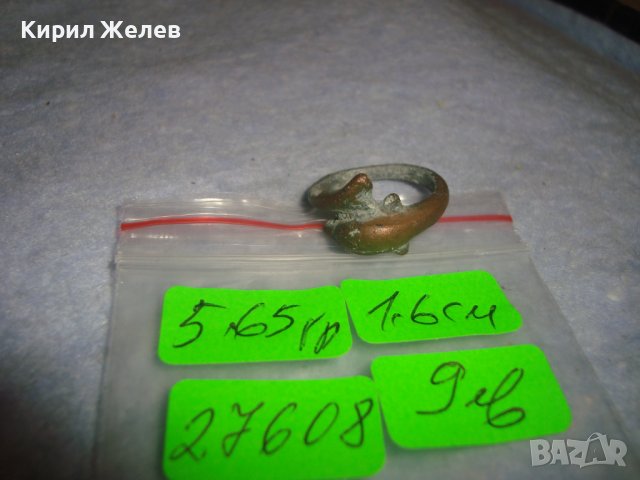 СТАР ФИГУРАЛЕН МЕДЕН АРТ ДЕКО ПРЪСТЕН - ДЕЛФИН РЕТРО РЪЧНА ИЗРАБОТКА 27608, снимка 2 - Антикварни и старинни предмети - 37442795