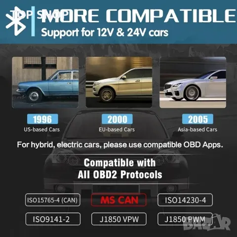 Vgate vLinker FS Bluetooth OBD2 инструмент за диагностично сканиране, снимка 3 - Друга електроника - 48735412