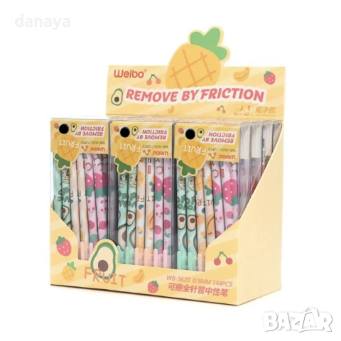 6114 Изтриваем химикал с гума тънкописец с черно мастило Плодчета, снимка 3 - Ученически пособия, канцеларски материали - 51627556