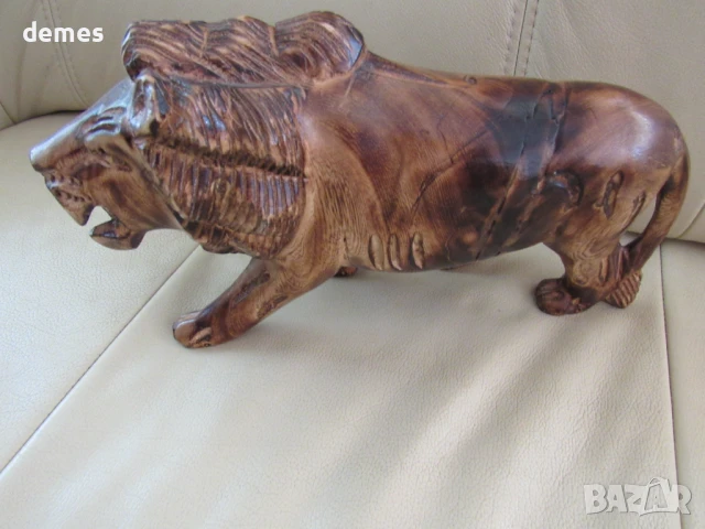 Лъв -дървена фигура от махагон, Етиопия, снимка 5 - Други ценни предмети - 51046001