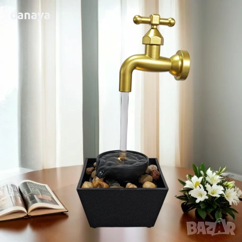 6548 Декоративен LED фонтан Чешма с течаща вода и камъни, 29 см, снимка 3 - Декорация за дома - 54048959