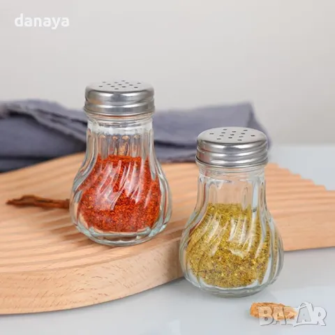 5897 Стъклена солничка бурканче за подправки, снимка 3 - Аксесоари за кухня - 50392295