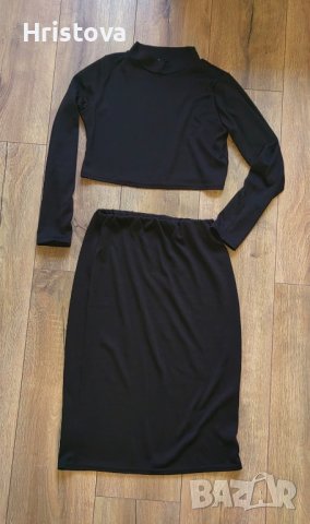 Черен Сет пола и блуза с дълъг ръкав размер С , снимка 2 - Комплекти - 42849846