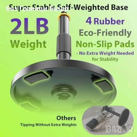 Нова настолна Ултра ниска стойка за микрофон 12.7-19.3 см 3кг метална, снимка 4 - Други - 53928596