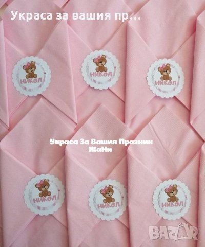 Салфетки за детски празник на тема Мече с името на детето , снимка 2 - Други - 32011779