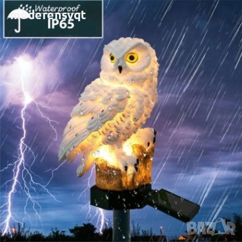 Соларна лед сова декоративна с датчик, снимка 5 - Лед осветление - 40532355