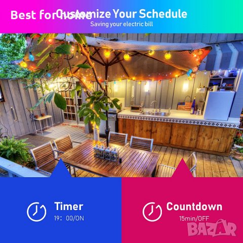 RGB смарт светлинна верига с 25 крушки, снимка 4 - Външни лампи - 38448234