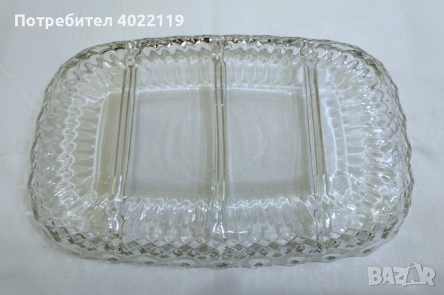 Ретро италианско кристално плато с 4 отделения, снимка 2 - Други - 53200084