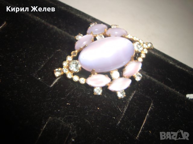 СКЪПОЦЕННА СТАРИННА БРОШКА с БОХЕМСКИ КРИСТАЛ и БЛАГОРОДНИ КАМЪНИ КОТЕШКО ОКО ЕФЕКТ и ПОЗЛАТА 14949, снимка 10 - Антикварни и старинни предмети - 30701248