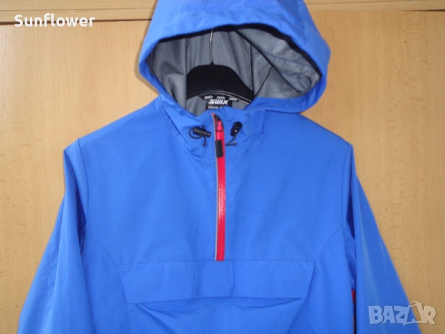 Дамско ветроустойчиво синьо яке с качулка анорак SWIX, размер M  , снимка 3 - Якета - 51870781