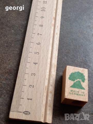 ретро немска дървена линийка с острилка за моливи, снимка 2 - Антикварни и старинни предмети - 44680350
